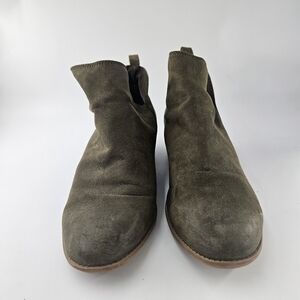 American Eagle Faux Suede Western  Green Ankle Bootie Comfy 1.5" Heel Size 12